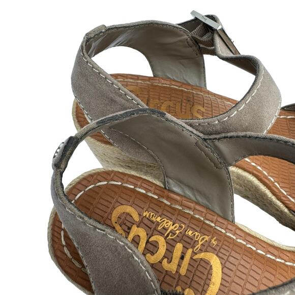 Circus by Sam Edelman Delilah Taupe Espadrille Wedge Sandals Open Toe, Size 8M - Picture 12 of 14